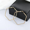 Fashion Punk Smooth Hexagon Big Hoop Earring Geometric Hollow Earring for Women