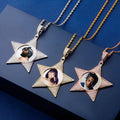 New Personalized Custom Sublimation Photo Pendants DIY Brass Rose Gold Plated Zircon Hip Hop Jewelry Women Men Charm Star Shape