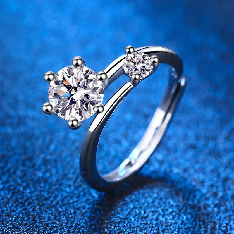 Anillo Sparkling Zircon Diamond Open Ring Wedding Silver-Plated Zircon Micro-Paved Ring Open Adjustable Wedding Jewelry Ring