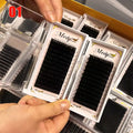 (FACTORY SUPPLY)Wholesale Matte Black Lash Extension Vendor 0.03 0.05 0.07 0.15 0.20 Volume Eyelash Extensions With Custom Logo