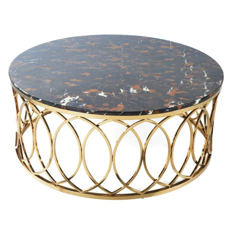 Modern Luxury Marble Round Top Coffee Table Hot Home Furniture Stainless Steel Frame Living Room Gold/Silver Center Centre Table