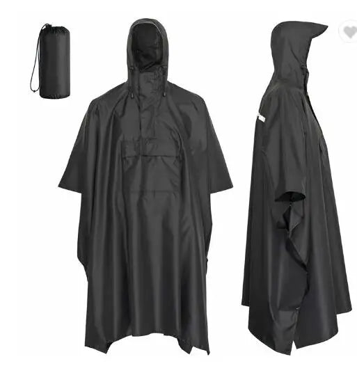 Gillian Long Lightweight Modern Unisex Adult Polyester/PVC Rain for with Reflective Tape for Camping & Travel Poncho