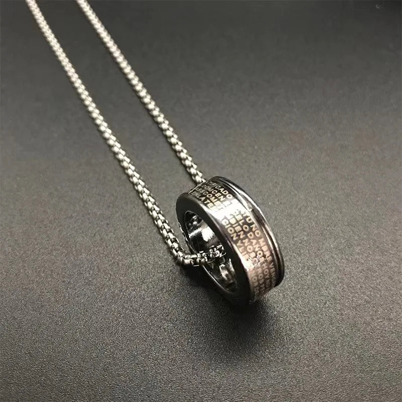 [Titanium Steel] Ring Necklace Europe and America Men and Women Cool Fashion Good Luck Ring Pendant Jewelry