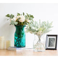 Nordic Style Transparent Stained Glass Cylinder Vase Green Home Decor Crystal Flower Tabletop Vase