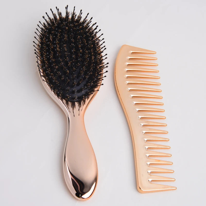 Factory Direct Sales Rose Gold Paddle Brush Custom logo  Wig Hair Extension Brushes  Bristle Hair Brush