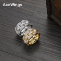 R039    CZ  Ring Brass Gold Silver Color Cubic Zircon Iced RING Fashion Hip Hop Jewelry