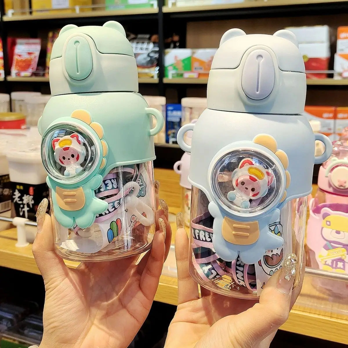 Portable Eco Friendly 600ml Drinking Girls Cute Kids Student Plastic Sports Water Bottle With Straw