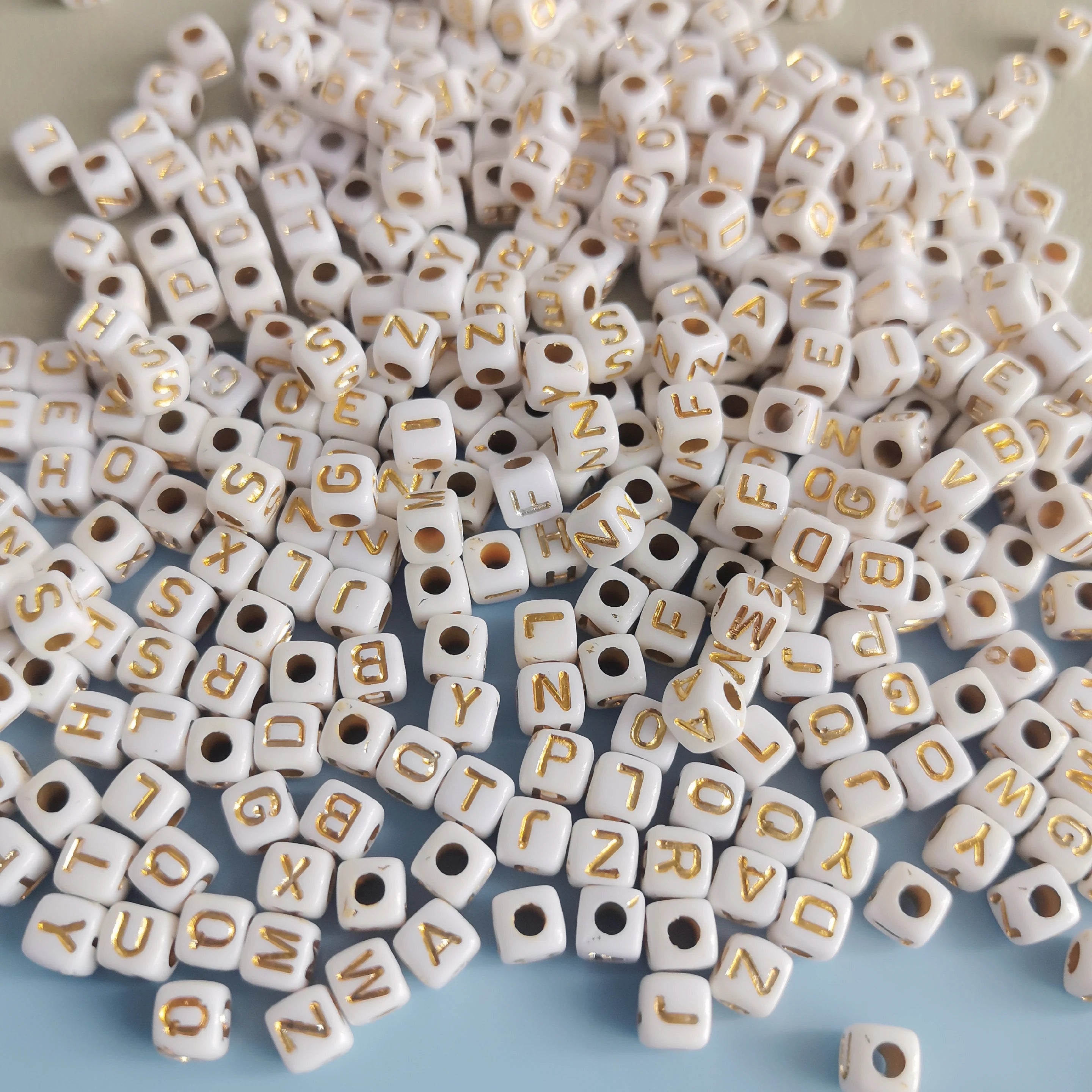 5mm Cube Acrylic Beads Alphabet Gold Letter Spacer Loose Beads For DIY Crafts Making Finding Accessories