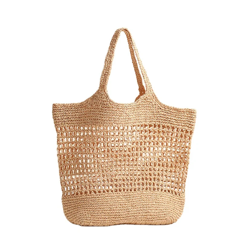 Rattan Straw Bag Hand-woven Women Summer Retro Beach Tote Shoulder Bag Crossbody Travel Beach Bag