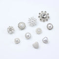 JFFB038 Flower Shape Pearl Rhinestone Buttons Clothing Coat Sweater Crystal Buttons Decorative