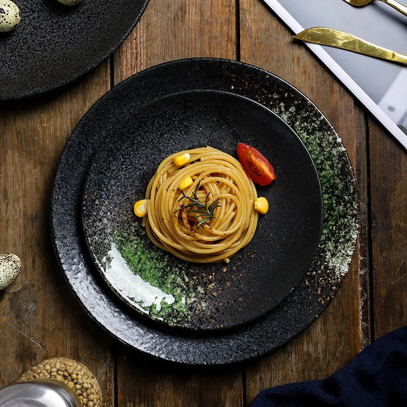 Hotel Restaurants Japanese Design Eco-Friendly 6/7/8/9/10 Inch Ceramic Stoneware Dinner Plate Round Steak Plates for Dining