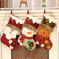 Popular New Santa Claus Snowman Deer Knitted Fabric 29x47cm Socks Decorated Christmas Stocking Gift Bag
