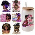Wholesale UV Cup Wrap Transfers 16oz Black Girl Design Custom UV Transfer 16oz Cup UV Cup Wrap Transfers Sticker