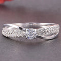 CAOSHI Modern  Style Simulate Moissanite Full Cubic Zircon Cross Rings for Luxury Engagement Silver Plated CZ Finger Rings Women