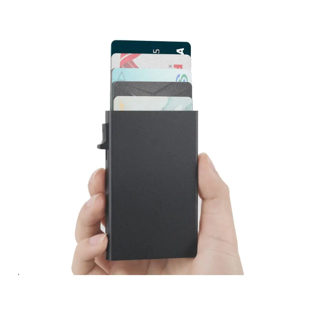 Aluminum RFID Blocking Minimalist Slim Slide Wallet Card Case Pop up Wallet Metal Card Holder Wallet for for Quick Card Access