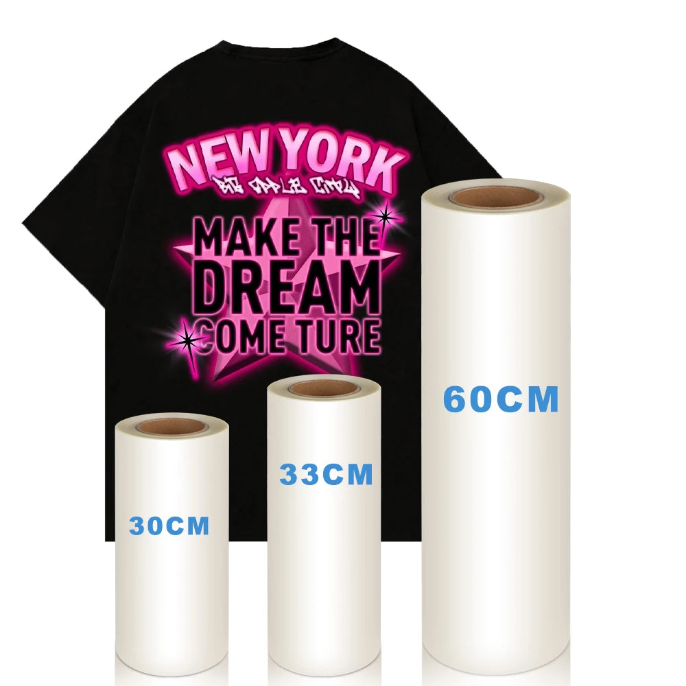 Hot Peel Dtf Film Printing 75 Micron 30 33 60cm*100m DTF PET Film Roll for Heat Transfer Printer