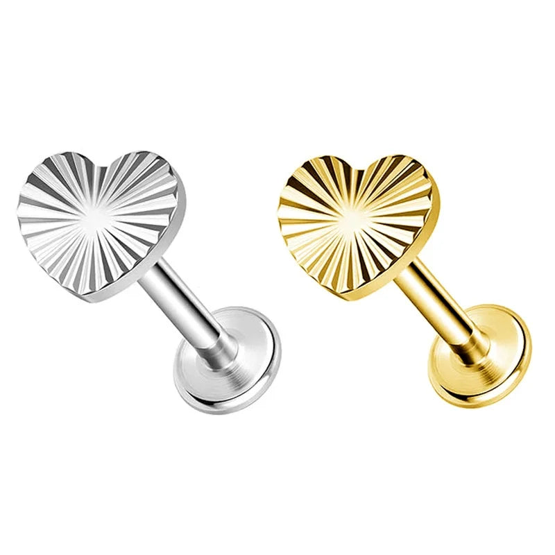 G23 Titanium 16G Butterfly Cartilage Studs 14K Body Jewelry Heart Pattern Cute Insect Tragus Helix Conch Lip Ring Piercing