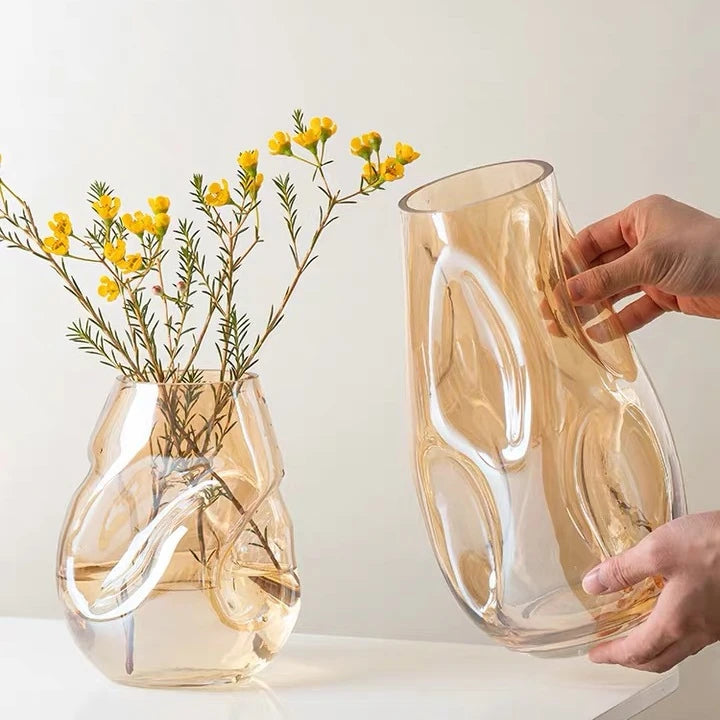 Nordic Modern Design Handmade Crystal Glass Vase Geometric Book Cylinder Pattern for Wedding Flower Arrangements Table Floor Use