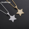 CN366 Brass Setting CZ Star Pendants Hip Hop Necklace Iced Out Jewelry