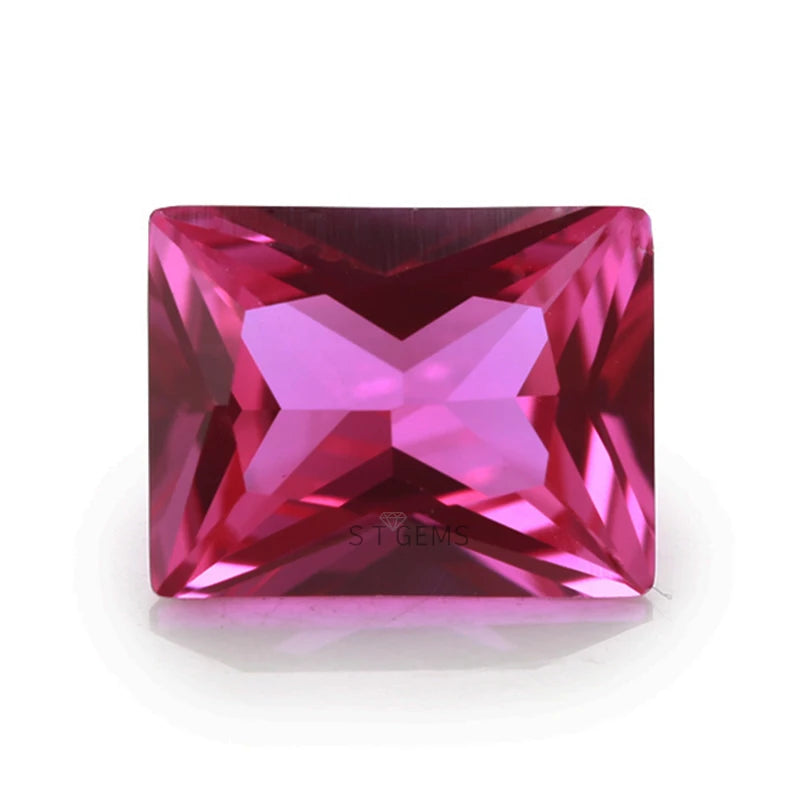 Best Synthetic Corundum Stone Princess Cut 3# Rose Red Color Gems