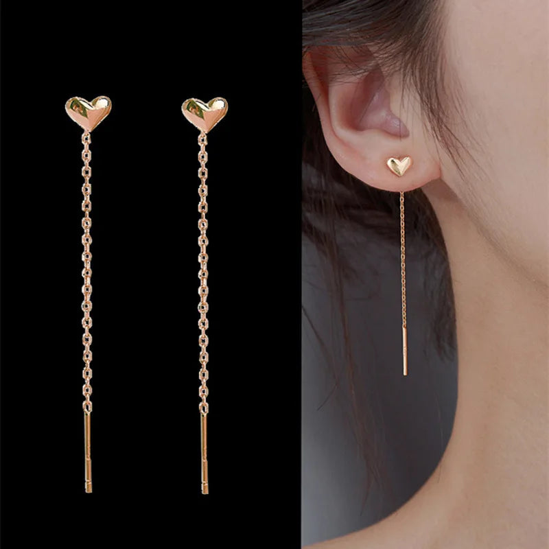 Nabest Women's Gold-Plated Heart Charm Earrings Waterproof Stainless Steel Love Tassel Design with Zircon for Parties Gifts