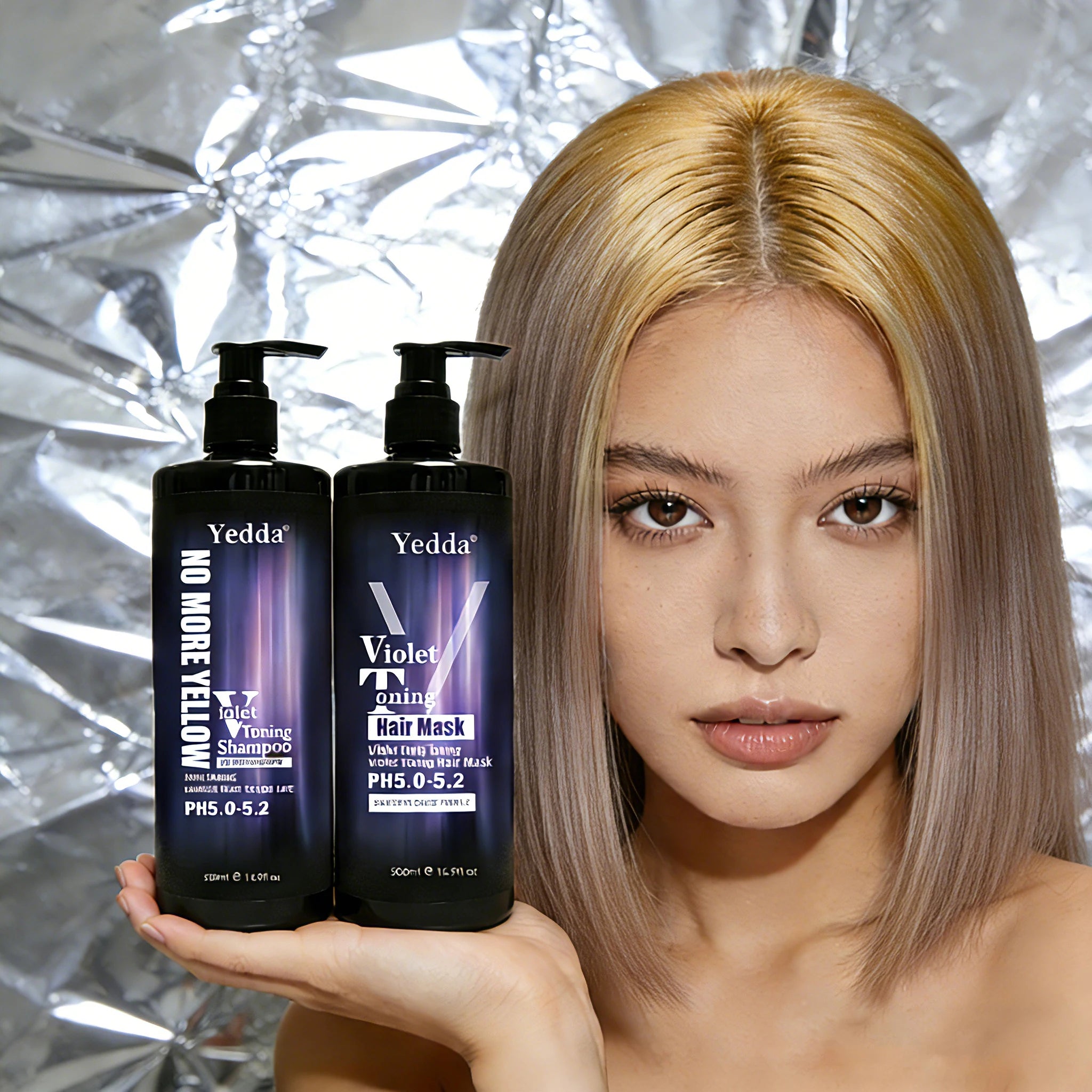 Private Label Vegan Organic Anti-Dandruff Nourishing 2-IN-1 Formula Color-Protection Violet Toning Shampoo Unisex