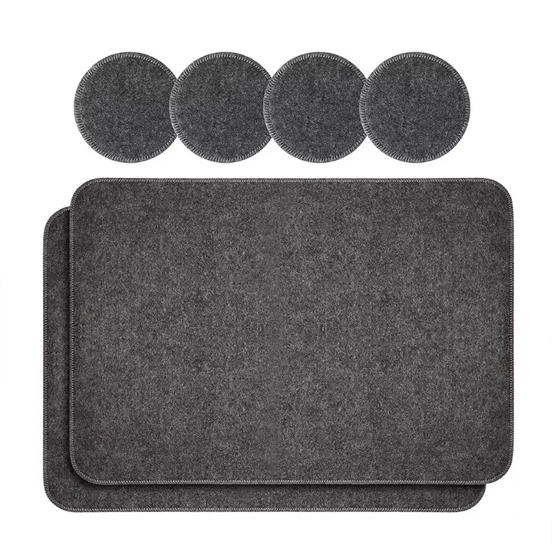 Felt Placemats Durable Material Easy-Cleaning Felt Rectangle Placemats Set with 4 coaster