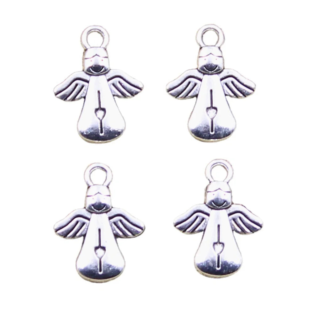 Angel Charms Accessories Antique Silver Color Alloy Angel Charms Pendant for Jewelry Making 17x13MM