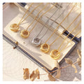 Simple Classic 18k Gold Plated Stainless Steel Waterproof  Beads Chain Hollow Circle Pendant Necklace