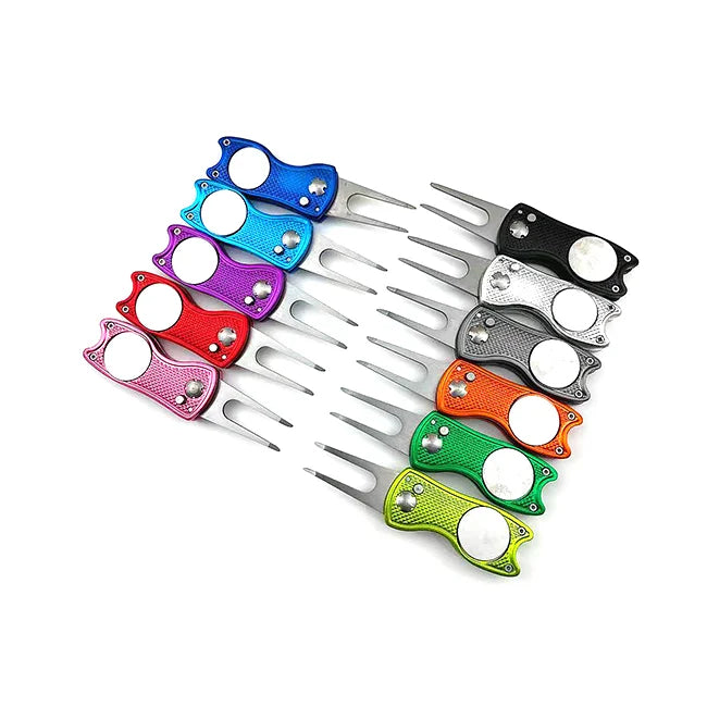 Custom Metal Golf Divot Repair Tool Shoe Foldable Divot Repair Tool Custom logo Golf Folk