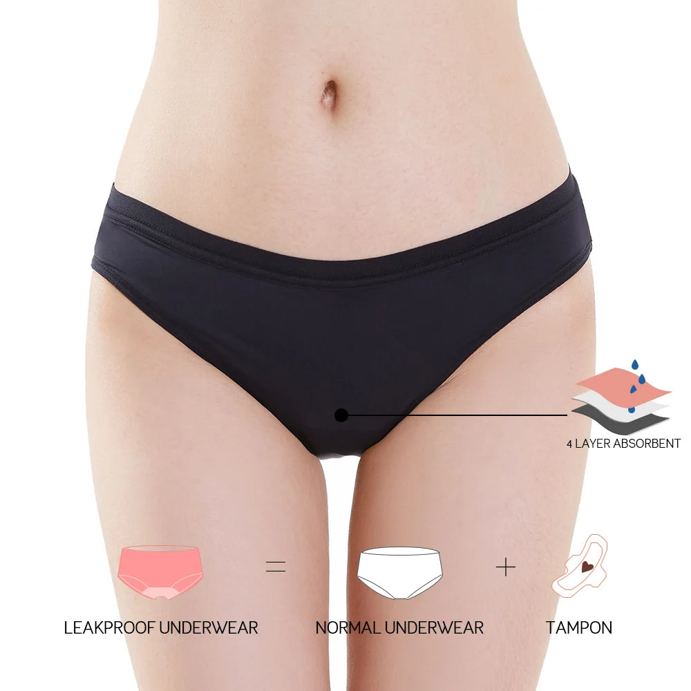 For Reusable Leak Proof 4-Layer Eco-Friendly Leopard Print Bikini Low-Rise Menstrual Underwear for Women