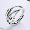 S925 Sterling Silver Ring for Women Multi Circle Rotatable Bead Anxiety Ring Layers Adjustable Rotating Relieving Stress Ring