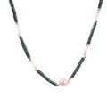 Emerald Green Jade Cylinder Beads with White Spacer & Small Baroque Pearl Necklace for Women Fashion Jewelry
