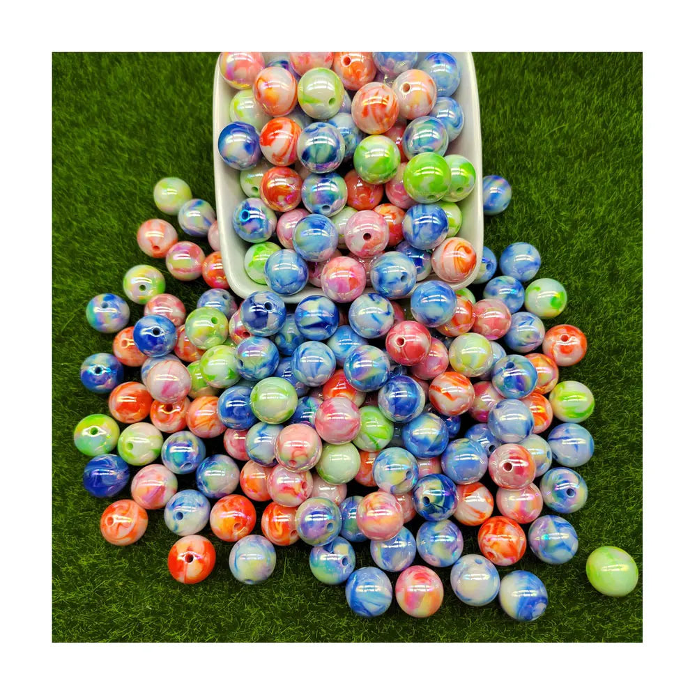 New Popular 16MM Artificial Natural Stone Round Acrylic Loose Spacer Beads Colored Beads Charms for Jewelry Making DIY