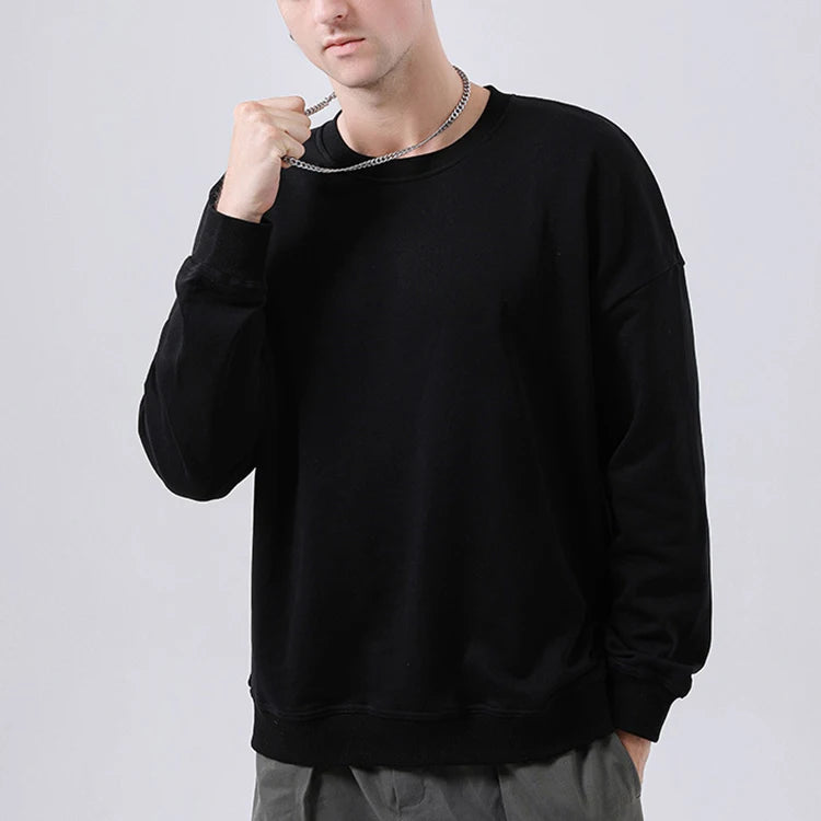 Custom DTF Printing Drop Shoulder Plus Blank Men's Oversized French Terry Unisex Outdoor Sports Crewneck Pullover Sweatshirts