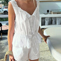 Waist Solid Color Pajamas Custom logo Cotton Lace Home Clothes Wholesale Sleeveless Pajamas Factory Directly