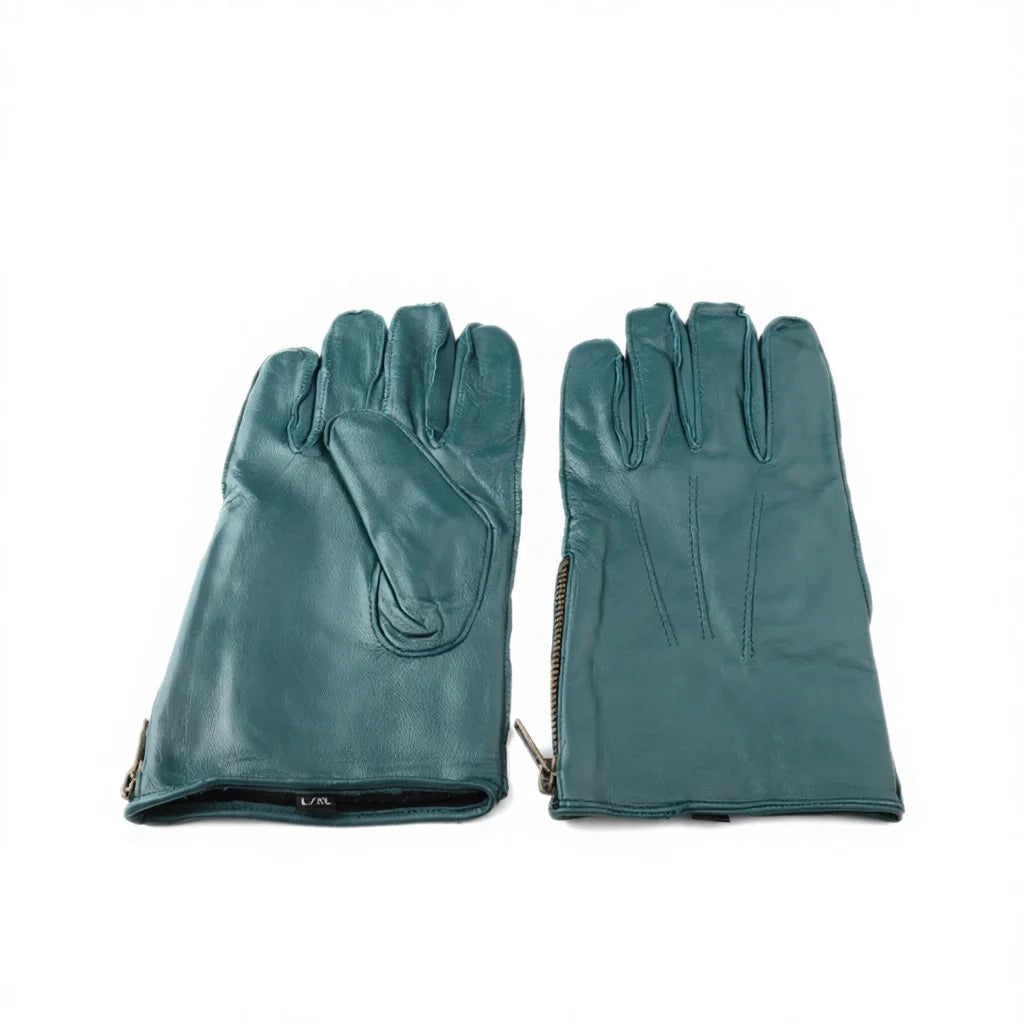 Sample Support Custom Winter Warm Sheepskin Leather Gloves Real Goatskin Blue Green Zipper Touchscreen Compatible Daily Use