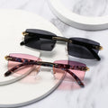 Custom Designer Classic Jelly Candy Color Shades Buffalo Horn Shape Cut Sun Glasses Small square Rimless Sunglasses Women 2023