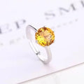 SGARIT 925 Sterling Silver Jewelry Ring Natural Citrine Rose Gold Plated Crystal Gemstone Fashion Women Jewellery Real Silver