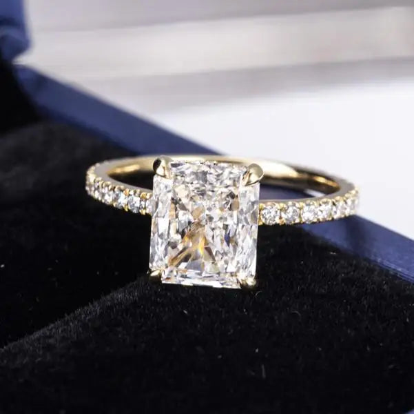 Custom MSR-522 18K Gold Engagement Ring Radiant Cut 2.2Ct D VS1 Lab Grown Diamond Solitary Ring