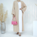 OEM ODM Linen Abaya Dress for Women Casual Islamic Clothing Kimono Cardigan Plus Size Muslim Dress with Embroidery