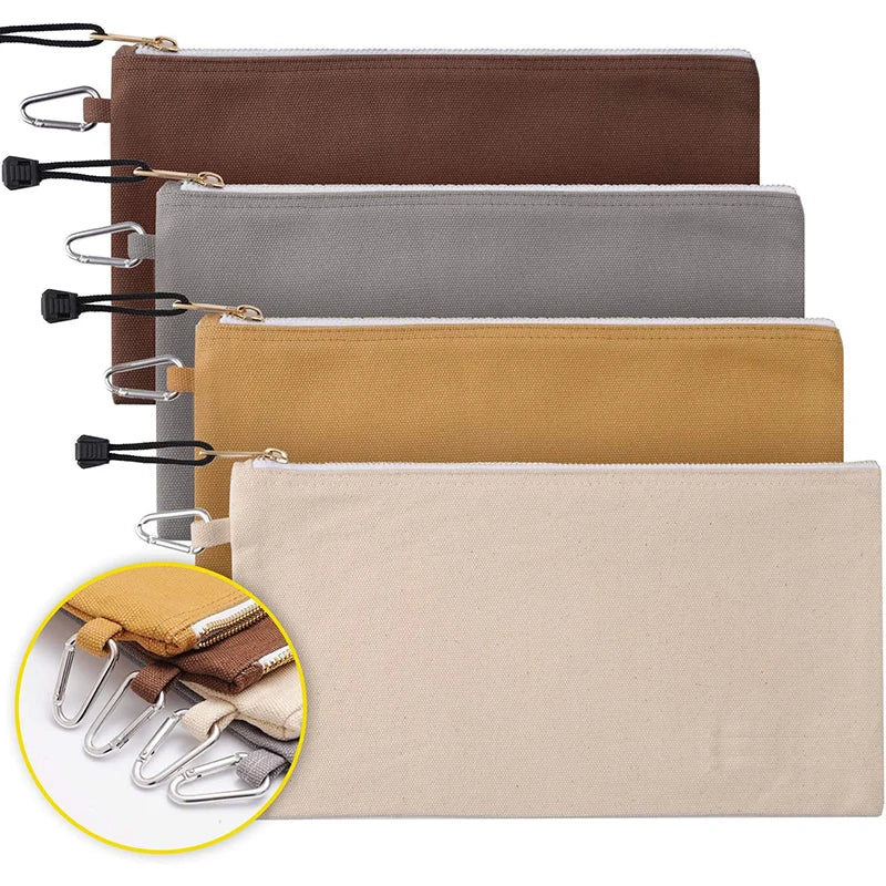 Custom Logo Heavy-Duty Cotton Zipper Eco-Friendly Recyclable Waterproof Makeup Tools Pouch & Gift Bag