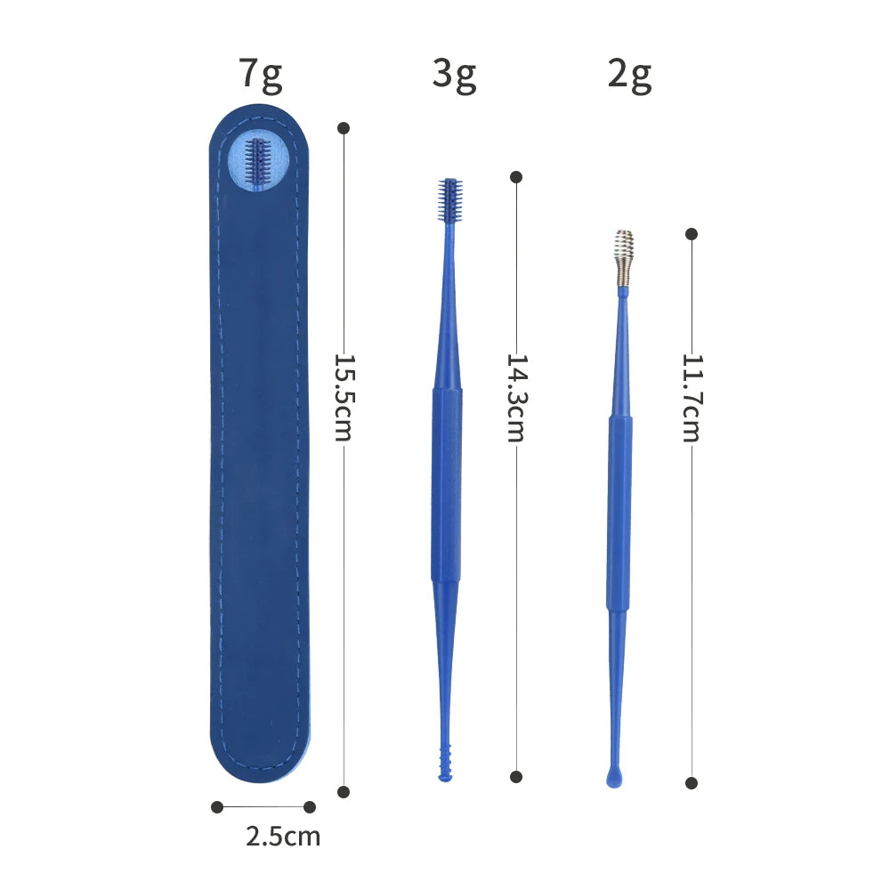 Portable Silicone Spring Earpick Removal Spoon Kit Stainless Steel Earwax Cleaner Tool Set Makeup Tools Cleaner for Ears