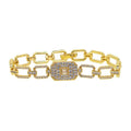 DUYIZHAO Factory Iced Out Hip Hop Style Zircon Paved Baguette Geometric Chain Bracelet for Men Women Daily Wear