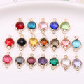 Brass Jewelry Glass Connector Charms 6/8/10/12/14mm Birthday Stones for Customized Jewelry Design