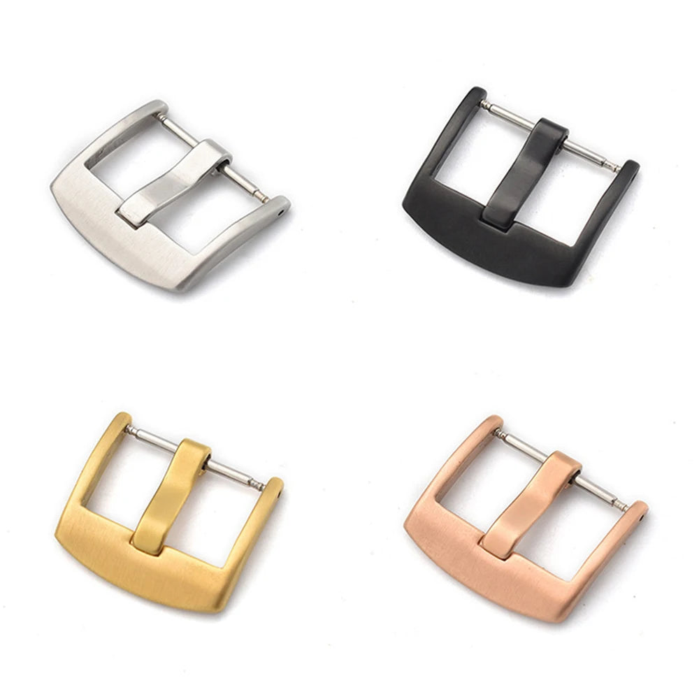 Stainless Steel Watch Band Clasp in 16mm 18mm 20mm 22mm 24mm Sizes Universal Men & Women's Metal Buckle in Silver & Black