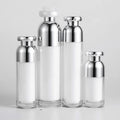 Wholesale Luxury Acrylic Plastic Vacuum Flask Empty Cosmetics Bottle with Easy Open End Emulsion Pump for Skin Care Serum