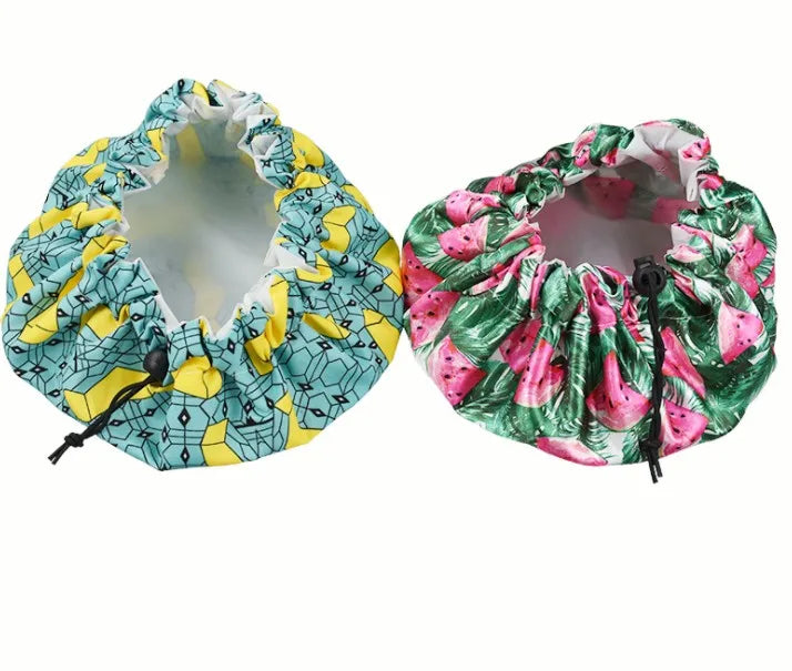 New Design Double Layer Shower Bath Hair Cap Hat Washable Adjustable  Reversible Waterproof Hair Bonnet for Children