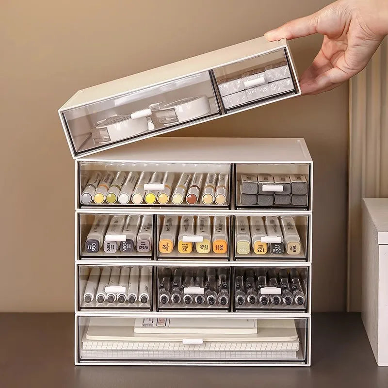 Modern Cute Ceramic Waterproof Durable Dust-Proof Drawer-Style Storage Box for Desktop Cosmetics Organization