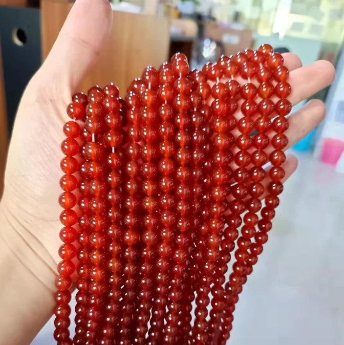 Factory Wholesale Real Jade Loose Beads Natural Healing Stone Gemstone Red Agate Loose Beads for Jewelry Making